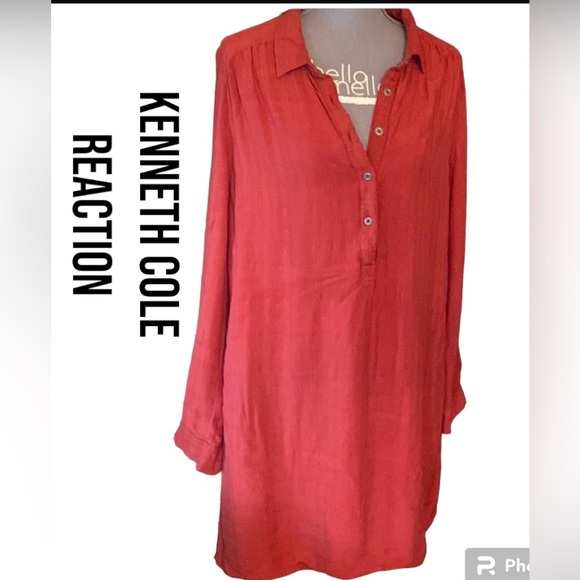 🦋Kenneth Cole Rust Shirt Dress , SZ L🦋 - Picture 1 of 9
